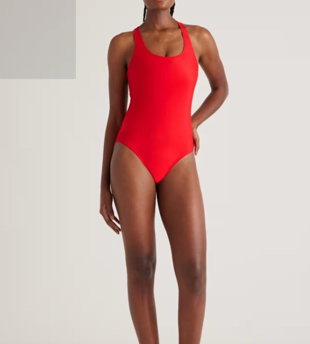 Quince Women's XS Italian Cross Back One Piece Swim Suit Cherry Red  NEW